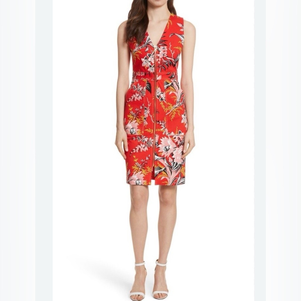 Diane von Furstenberg | Floral Zip Front Stretch Avalon Poppy Dress, sz 6